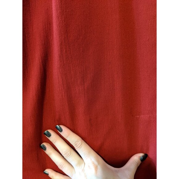 Vintage 80s Toni Garment High Waist A-Line Midi Skirt Red Retro Office Size 13 - Picture 7 of 9